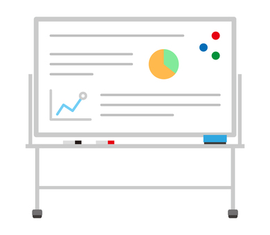 ホワイトボードと統計データ 統計,データ,プレゼン,ホワイトボード,ビジネス,グラフ,発表,ミーティング,物,分析のイラスト素材