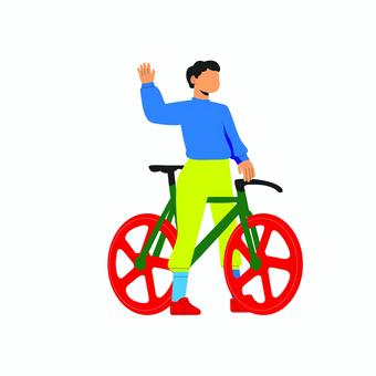 自転車 029 自転車,サイクリング,自転車男子,男性,スポーツ,アウトドア,立っている,イラスト,ベクター,カラフルのイラスト素材