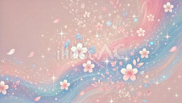 星屑と舞い散る桜の花びら 星屑,空,桜のイラスト素材