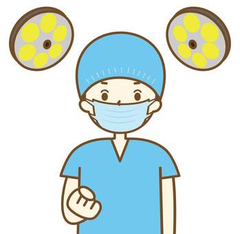 執刀医2 手術,執刀,執刀医,担当医,手術着,マスク,キャップ,手術室,オペ,外科のイラスト素材