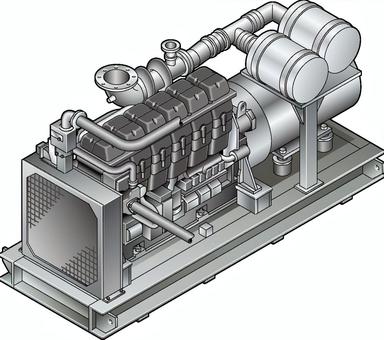 エンジン07 エンジン,ガスエンジン,大型エンジン,テクニカルイラスト,技術資料のイラスト素材