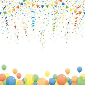 紙吹雪54 紙吹雪,リボン,風船,旗,背景,飾り,パーティー,パレード,イベント,舞うのイラスト素材