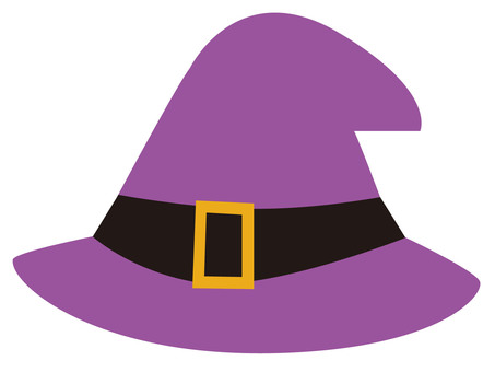 バックル付きの魔女の帽子（紫） 帽子,三角帽子,魔女,魔法使い,ハロウィン,紫色,バックル,被り物,コスプレ,かわいいのイラスト素材