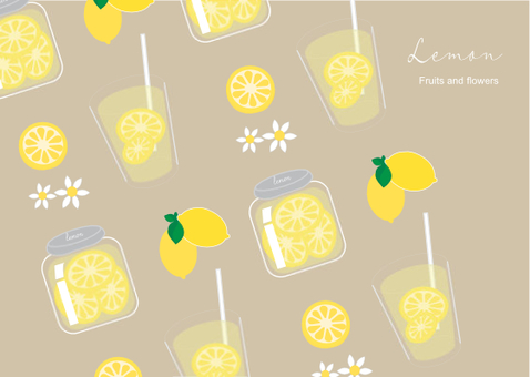 レモンとレモンジュース レモン,レモンジュース,レモンの輪切り,輪切り,レモンスカッシュ,瓶,白い花,果物のイラスト素材
