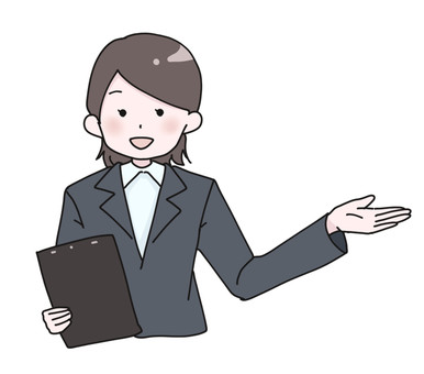 説明　案内をする女性 相談,ご案内,説明,案内,女性,スーツ,相談窓口,アドバイス,アイディア,教えるのイラスト素材
