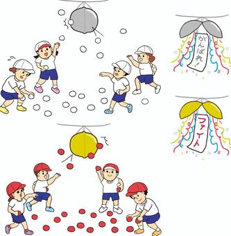 運動会・くす玉割り くす玉割り,運動会,体育祭,スポーツ大会,種目,体操着,体操服,道具,幼稚園,小学校のイラスト素材