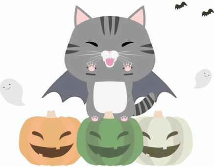 ハロウィン_吸血鬼_さばとら ハロウィン,吸血鬼,猫,さばとら,イラスト,仮装のイラスト素材