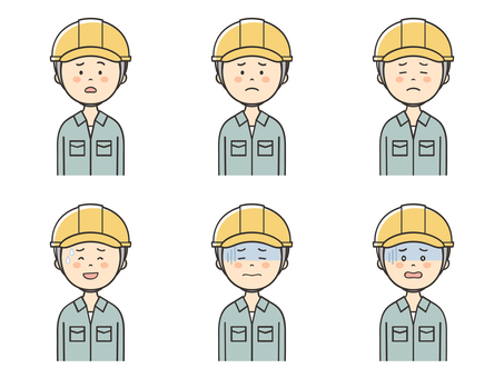 男性作業員の困った表情セット 男性作業員の困った表情セット 建築士,現場監督,作業員,設計士,男性,男,施工管理士,一級建築士,二級建築士,作業着のイラスト素材