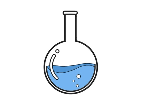 理科や化学実験に使う丸底フラスコ フラスコ,丸底フラスコ,サイエンス,ガラス,液体,理科,科学,道具,実験,泡のイラスト素材