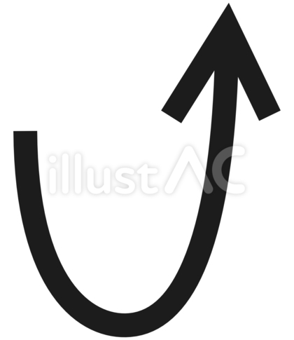 矢印 シンプルな三叉かど角長め U字上昇