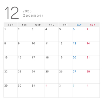 《正方形》記入部白／背景透過カレンダー sns用,正方形,カレンダー,2025,マンスリー,月間,12月,decemberのイラスト素材