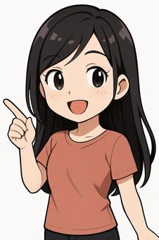 指差し案内をする女性