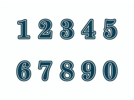 数字（白ライン）02-01 数字,ナンバー,番号,青,縁,セット,アイコンのイラスト素材