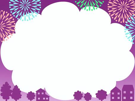 Fireworks display frame, landscape decorative frame background illustration, frame, fireworks, fireworks display, JPG and PNG