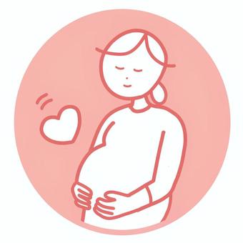 シンプル妊婦マークC シンプル,妊娠,妊婦,ハート,赤ちゃん,女,人,線画,手描き,マタニティのイラスト素材
