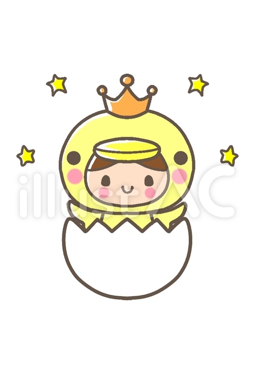 ヒヨコのこども卵から誕生！ 誕生,生まれる,ヒヨコのイラスト素材