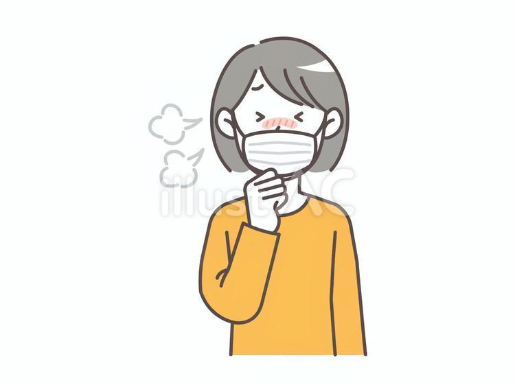 激しく咳き込む女性 人物,シンプル,かわいいのイラスト素材