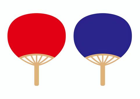 うちわ うちわ,夏,赤,青,無地,背景透過,シンプル,無料,フリー,挿絵のイラスト素材