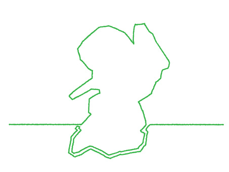 熊本の一筆書き 熊本,地図,一筆,線画,手描き,挿絵,ワンポイント,素材,商用可,無料のイラスト素材