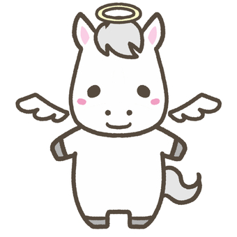 天使の白馬 天使,馬,羽根,かわいい,ホース,デフォルメ,動物,ゆるかわ,シンプル,素材のイラスト素材