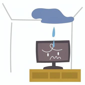 天井からの水漏れがかかって困っているテレビ 住宅,トラブル,水漏れ,雨漏り,マンション,上階,浸水,水のトラブル,天井,テレビのイラスト素材