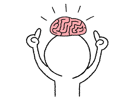 脳を指さすシルエット シルエット,脳,指差し,pop調,手描き,挿絵,ワンポイント,素材,商用可,無料のイラスト素材