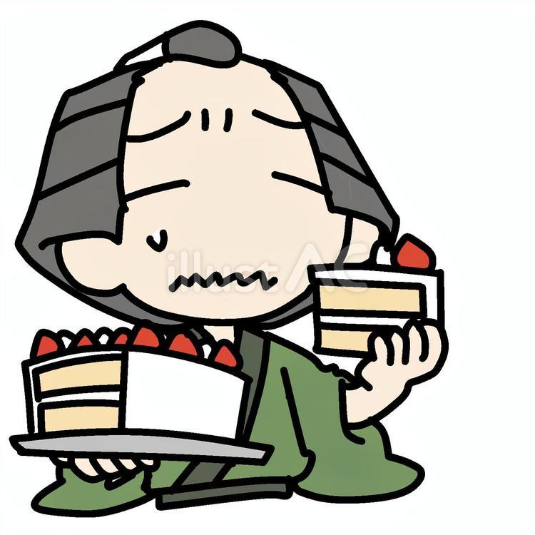 ケーキを爆食いする困る町民 町民,爆食い,困るのイラスト素材