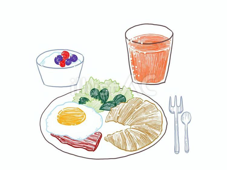 洋風の朝食 朝食,クロワッサン,目玉焼きのイラスト素材