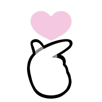 指ハートのイラスト　ハートあり　モノクロ 指ハート,ハート,可愛い,好き,気持ち,指,手,ハンドサイン,モノクロ,白黒のイラスト素材