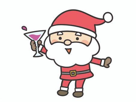 手にグラスを持つ可愛いサンタクロース