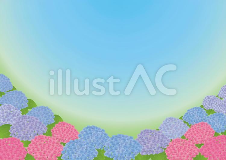 あじさい咲く梅雨時期の風景・背景 あじさい,花,梅雨のイラスト素材