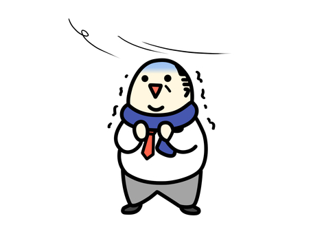 寒さに震える中年男性４　イラスト素材 寒い,冬,風,凍える,震える,おじさん,中年,男性,サラリーマン,マフラーのイラスト素材