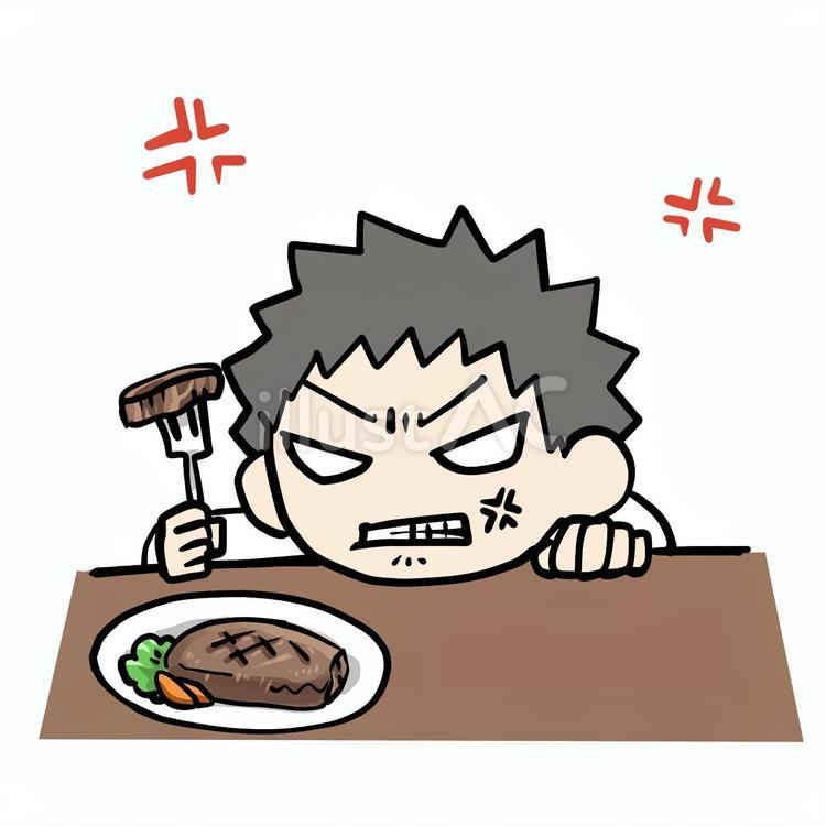 肉料理に怒る男性 男性,肉料理,怒るのイラスト素材