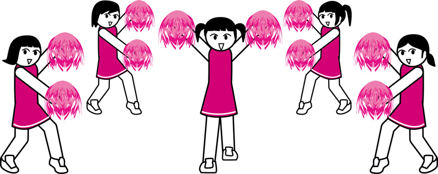 チアダンス　　 チアダンス,応援,団体,かわいい,デフォルメ,女子,ポーズ,人物のイラスト素材