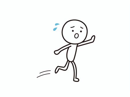 待って〜な棒人間のイラスト 呼ぶ,呼び止める,急ぐ,焦る,慌てる,乗り遅れ,走る,人,人物,棒人間のイラスト素材