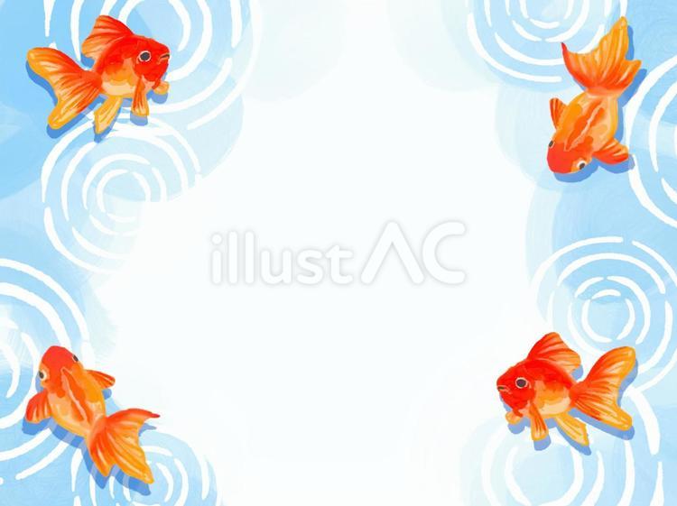 金魚と波紋の壁紙01  金魚,夏,背景のイラスト素材