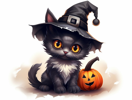 ハロウィンの仮装した猫のイラスト