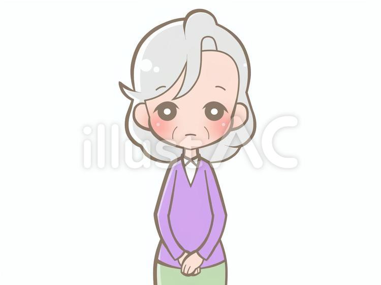 おばあさん-無表情210210 おばあさん,無表情,挨拶のイラスト素材