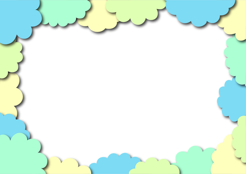 #3488カラフル雲もくもくフレーム 雲,もくもく,カラフル,フレーム,枠,かわいい,ポップ,パステル,囲み枠,デザイン枠のイラスト素材