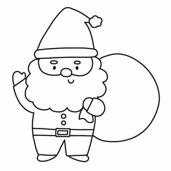 サンタクロース サンタクロース,クリスマス,モノトーン,塗り絵,可愛い,ゆるい,手描き,デコレーション,素材,挿絵のイラスト素材