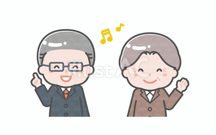 ミニ_2人_シニアの会社員の男女01 男性,女性,大人のイラスト素材