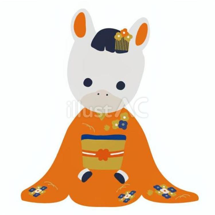 晴れ着の馬 馬,耳,目のイラスト素材