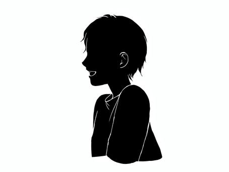 笑顔の子供 子供,笑顔,横顔,少年,ボーイッシュ,ショートカット,シルエット,挿絵,シンプル,小学生のイラスト素材