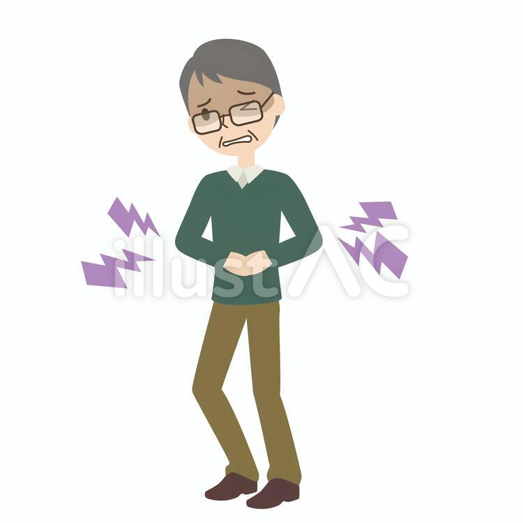 腹痛の男性 腹痛,男性,眼鏡のイラスト素材
