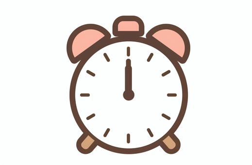 時計（12時） 時間,目覚まし時計,時刻,挿絵,かわいい,シンプル,生活,12時,昼,夜中のイラスト素材