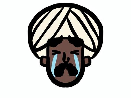 号泣している顔のインド人 インド,インド人,ターバン,髭,シンプル,男,顔,表情,感情,涙のイラスト素材
