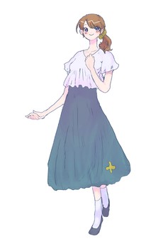 女性の立ち絵 女性,立ち絵,スカート,可愛い,オフィスカジュアルのイラスト素材