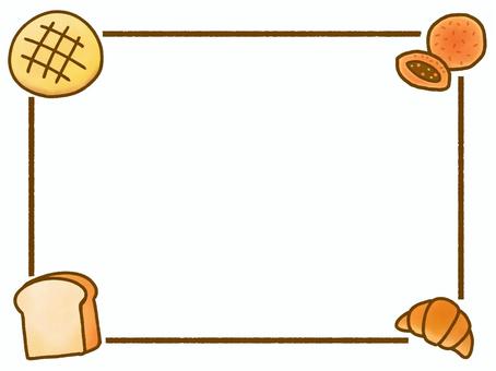 パンの四角フレーム パン,メロンパン,カレーパン,食パン,クロワッサン,食べ物,フレーム,枠,飾り枠,四角のイラスト素材