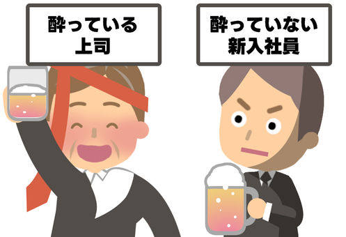 会社の飲み会のナゾ2 飲み会,交流,会社,社内,行事,親睦,疑問,謎,ビール,アルコールのイラスト素材