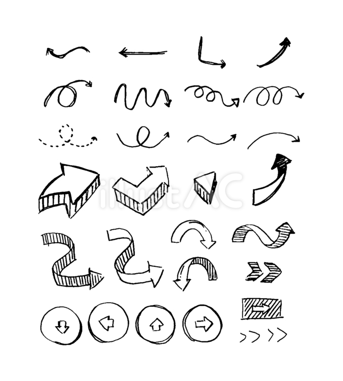 矢印手書き 手書き,矢印,あしらいのイラスト素材